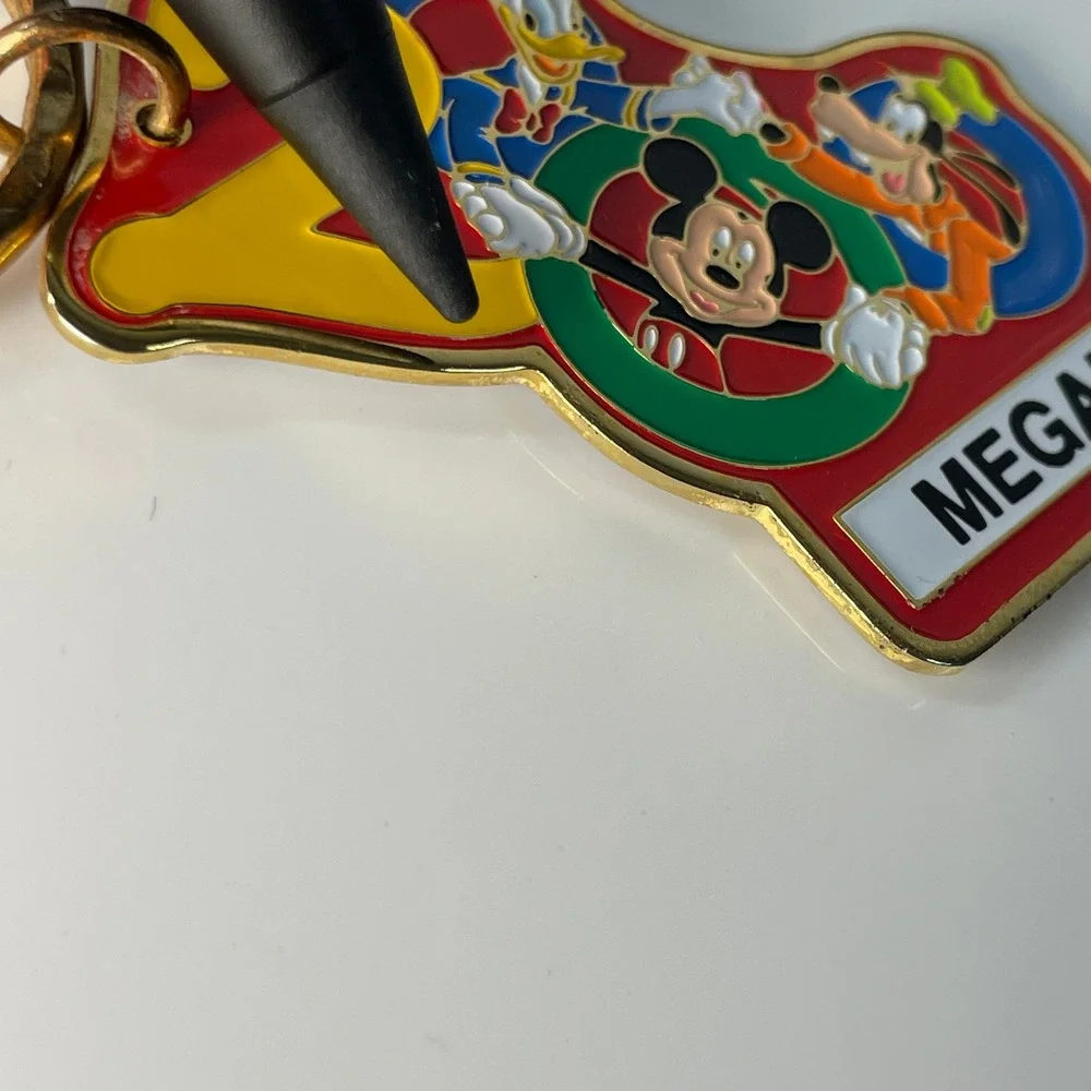 Disney World Keychain Vintage Megan Mickey Donald Goofy Celebrate Blue